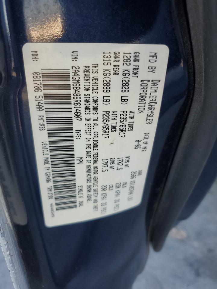 2006 Chrysler Pacifica Touring VIN: 2A4GM68486R614607 Lot: 92939335