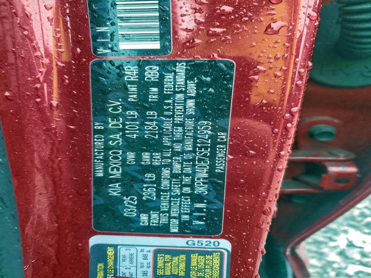 2025 Kia K4 Gt Line VIN: 3KPFW4DE7SE124959 Lot: 94413065