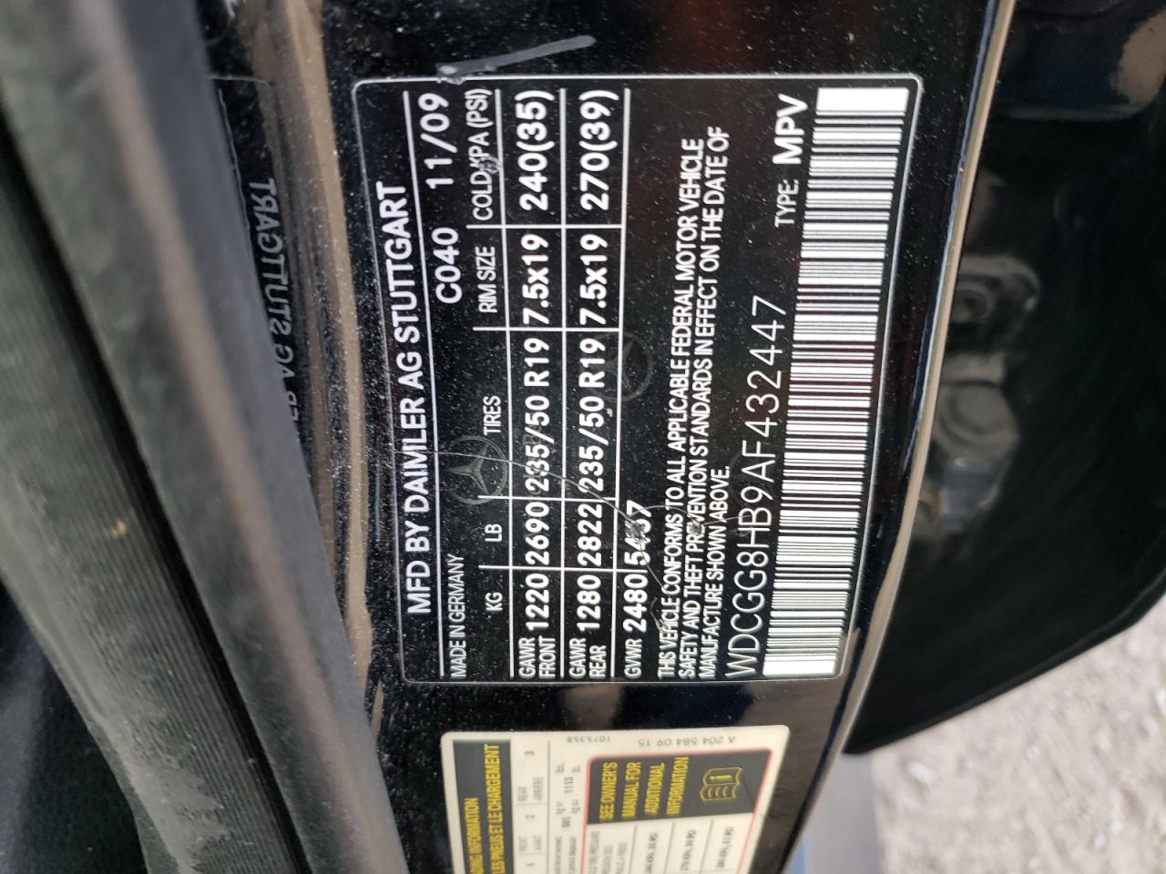 2010 Mercedes-Benz Glk 350 4Matic VIN: WDCGG8HB9AF432447 Lot: 91486025