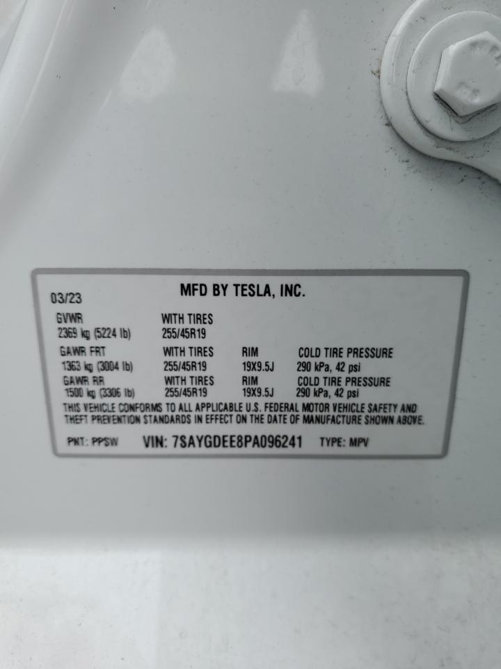 2023 Tesla Model Y VIN: 7SAYGDEE8PA096241 Lot: 92451225