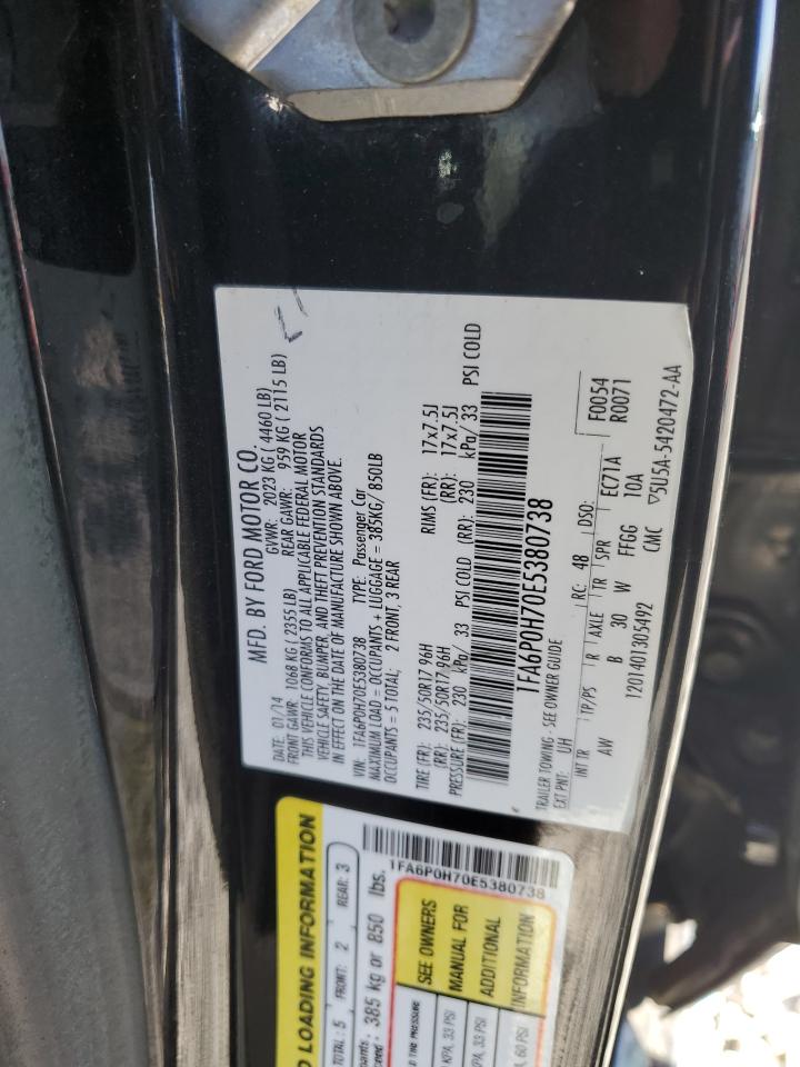 2014 Ford Fusion Se VIN: 1FA6P0H70E5380738 Lot: 92472695