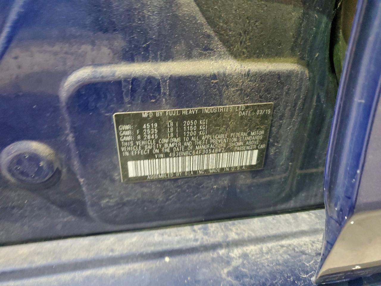 2015 Subaru Legacy 2.5I Premium VIN: 4S3BNBC64F3054642 Lot: 94171635