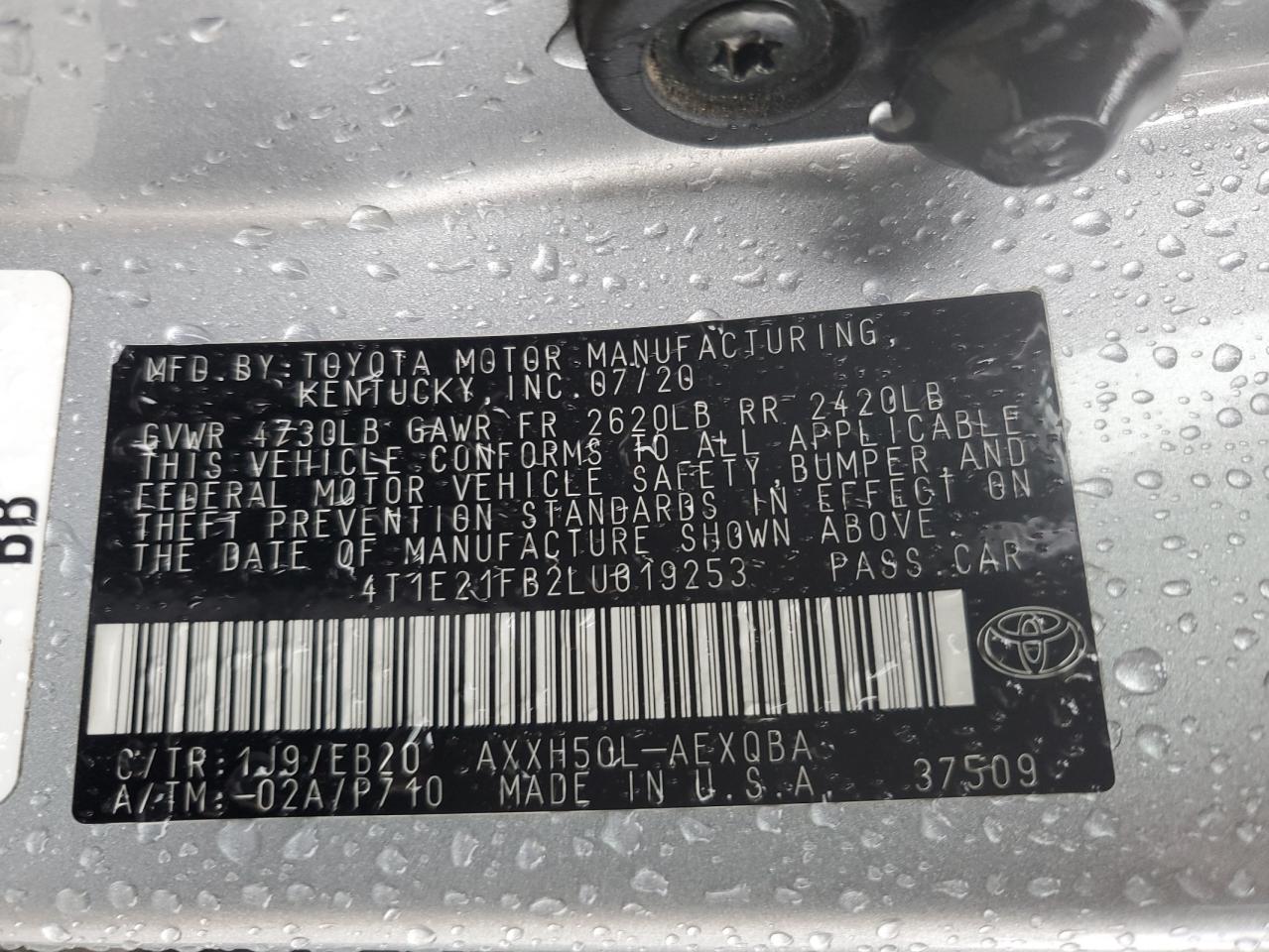 2020 Toyota Avalon Xse VIN: 4T1E21FB2LU019253 Lot: 93551465