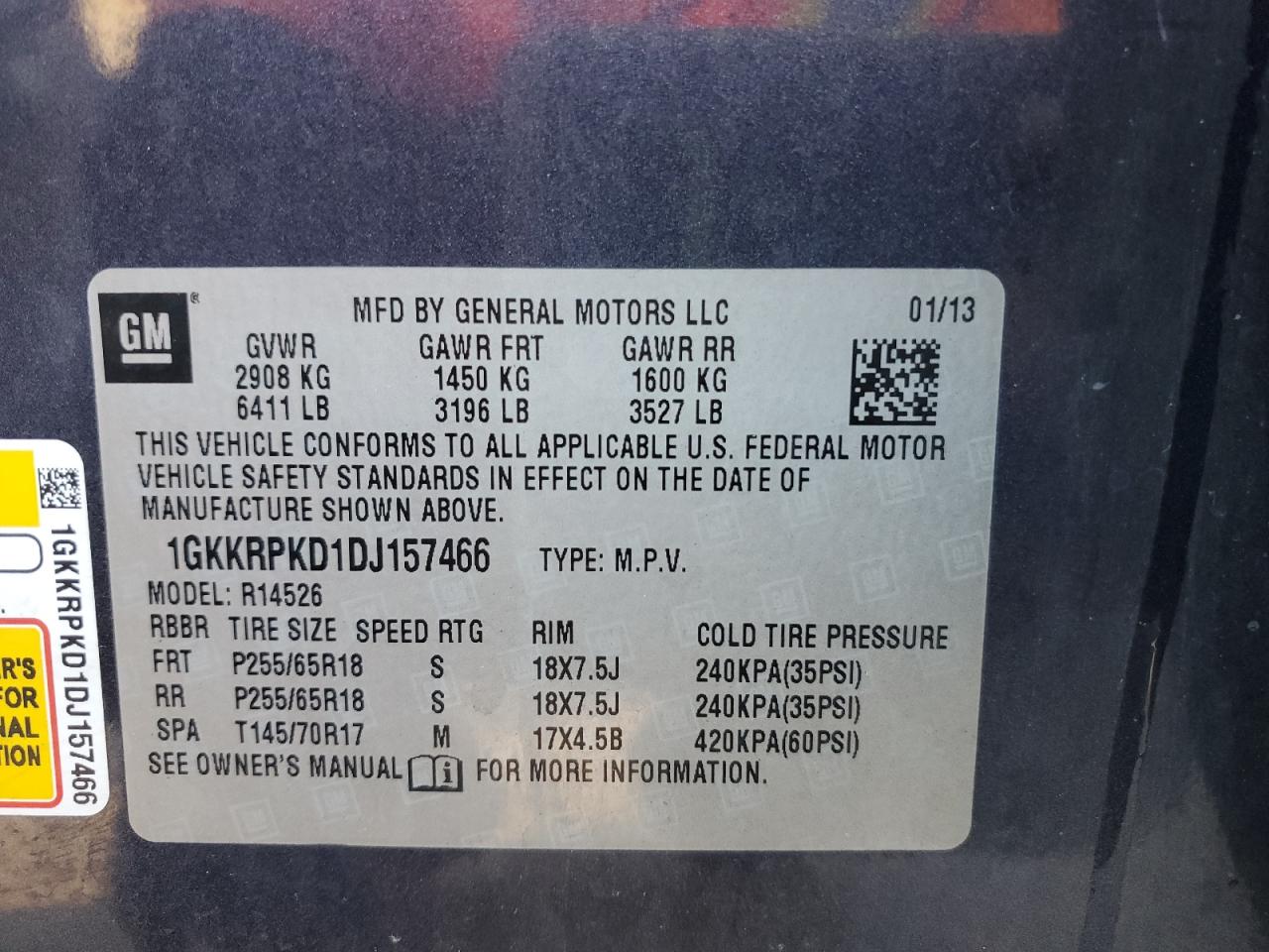 2013 GMC Acadia Sle VIN: 1GKKRPKD1DJ157466 Lot: 91051585