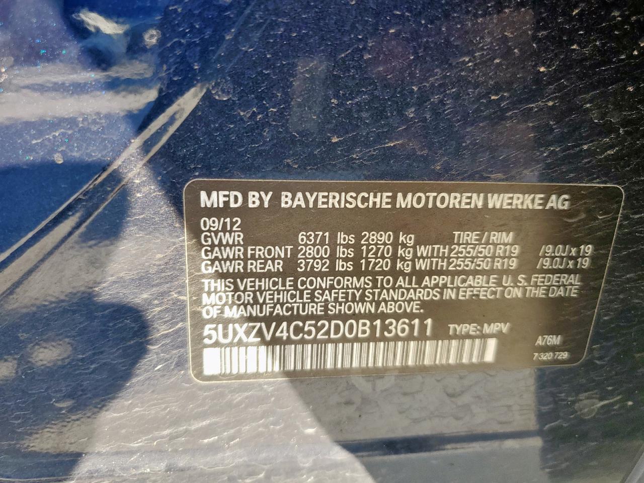 2013 BMW X5 xDrive35I VIN: 5UXZV4C52D0B13611 Lot: 91861845