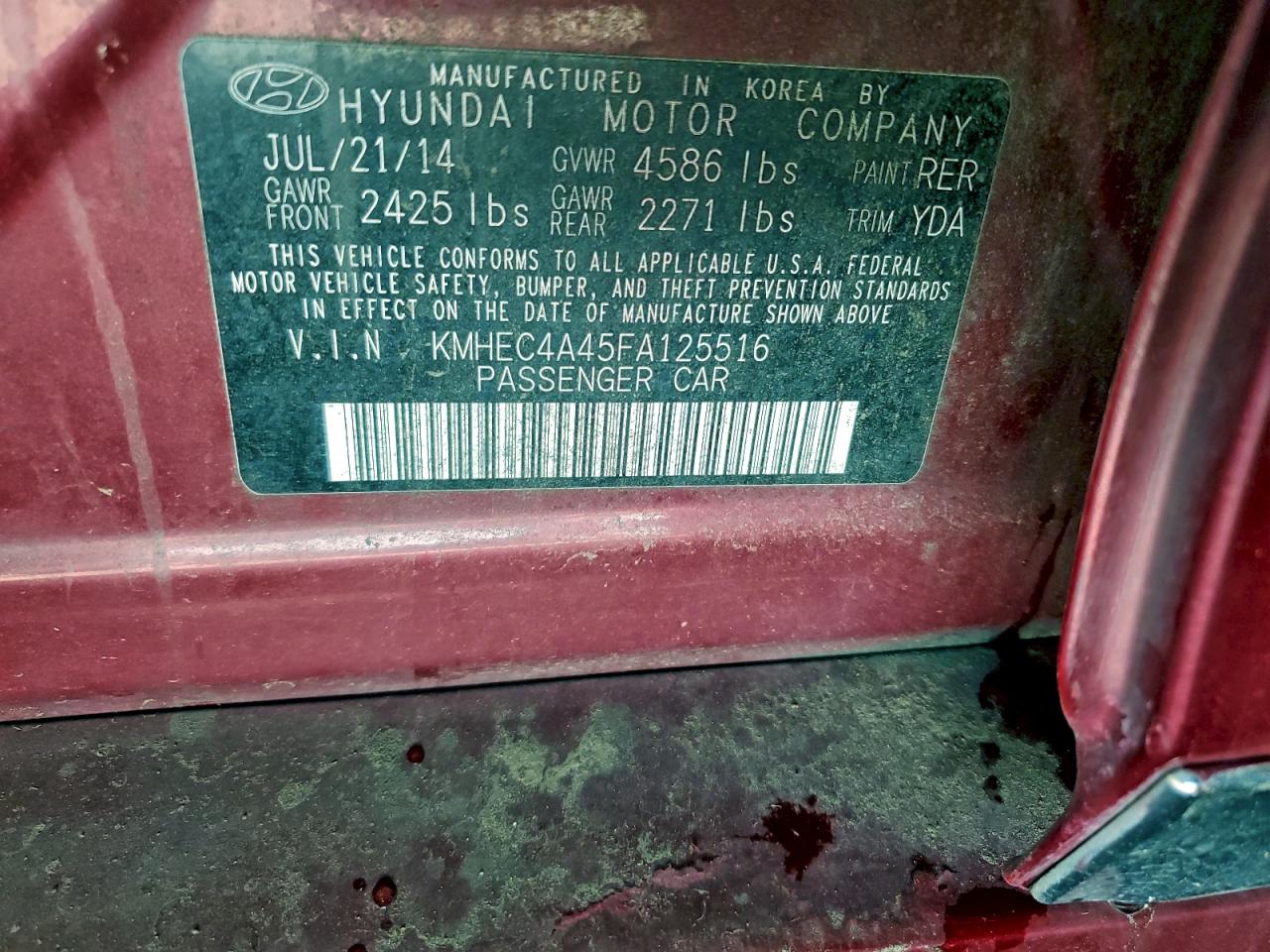 2015 Hyundai Sonata Hybrid VIN: KMHEC4A45FA125516 Lot: 94487035