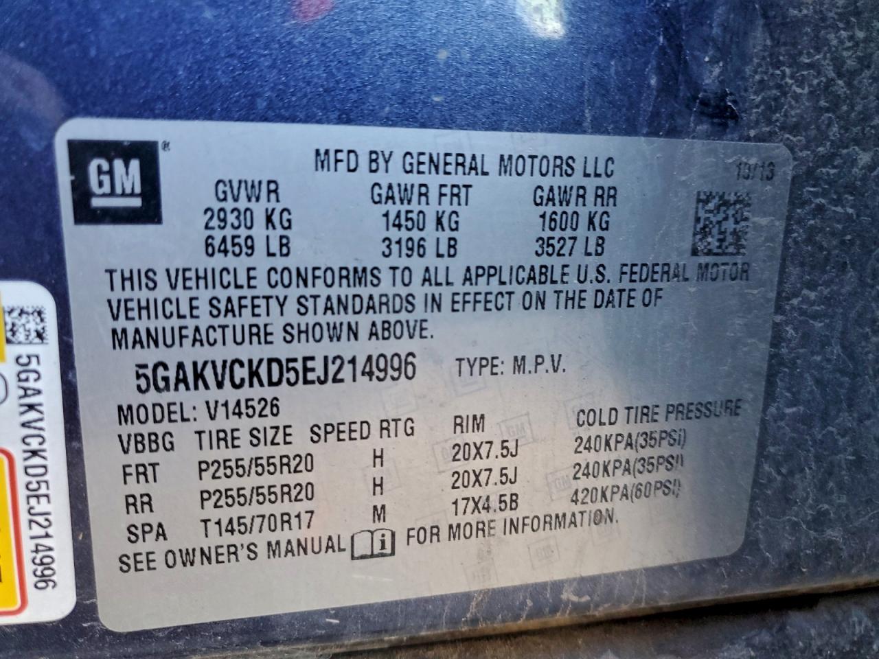 2014 Buick Enclave VIN: 5GAKVCKD5EJ214996 Lot: 93959605