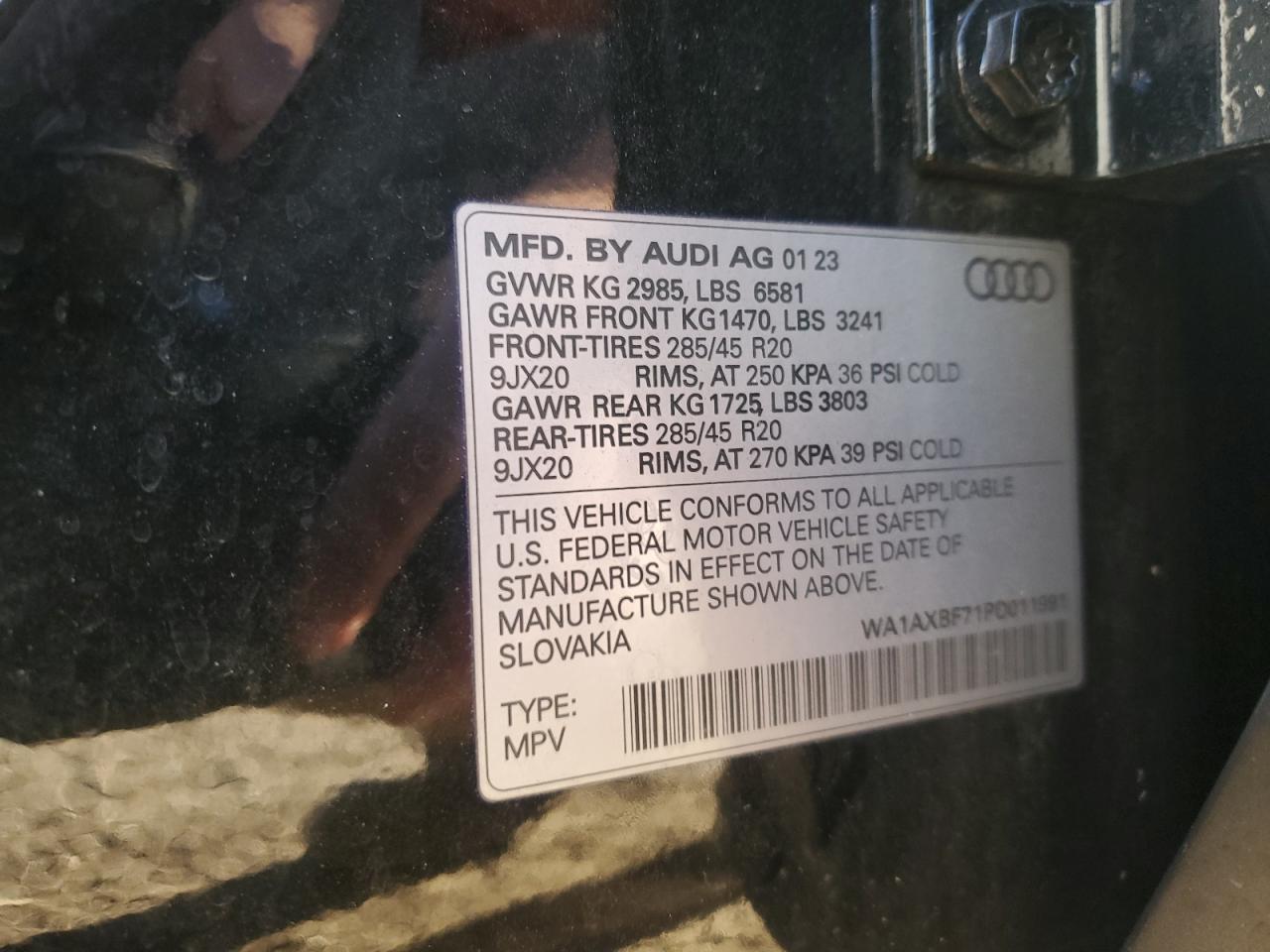 2023 Audi Q7 Premium VIN: WA1AXBF71PD011991 Lot: 93803625