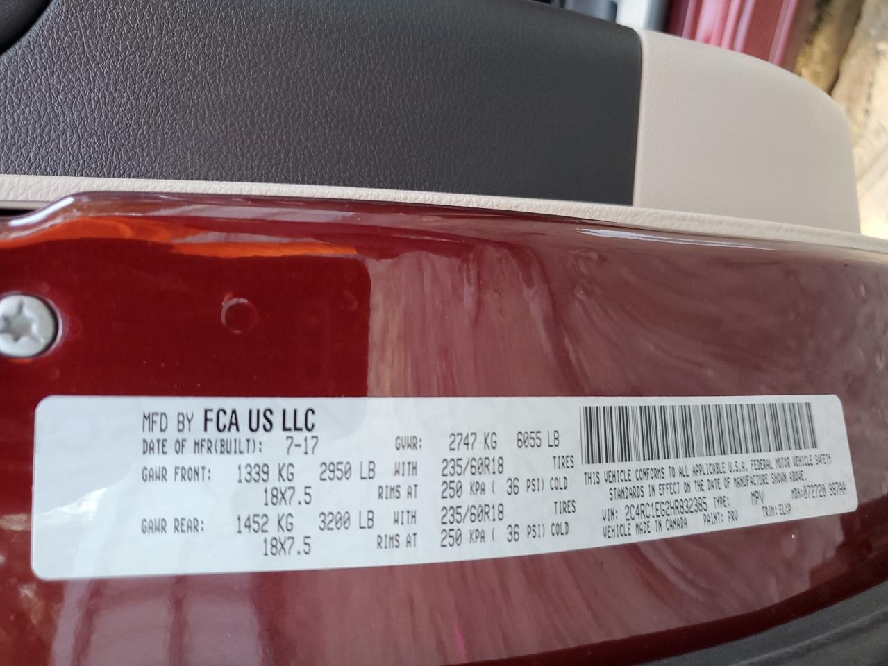 2017 Chrysler Pacifica Touring L Plus VIN: 2C4RC1EG2HR832385 Lot: 93807525