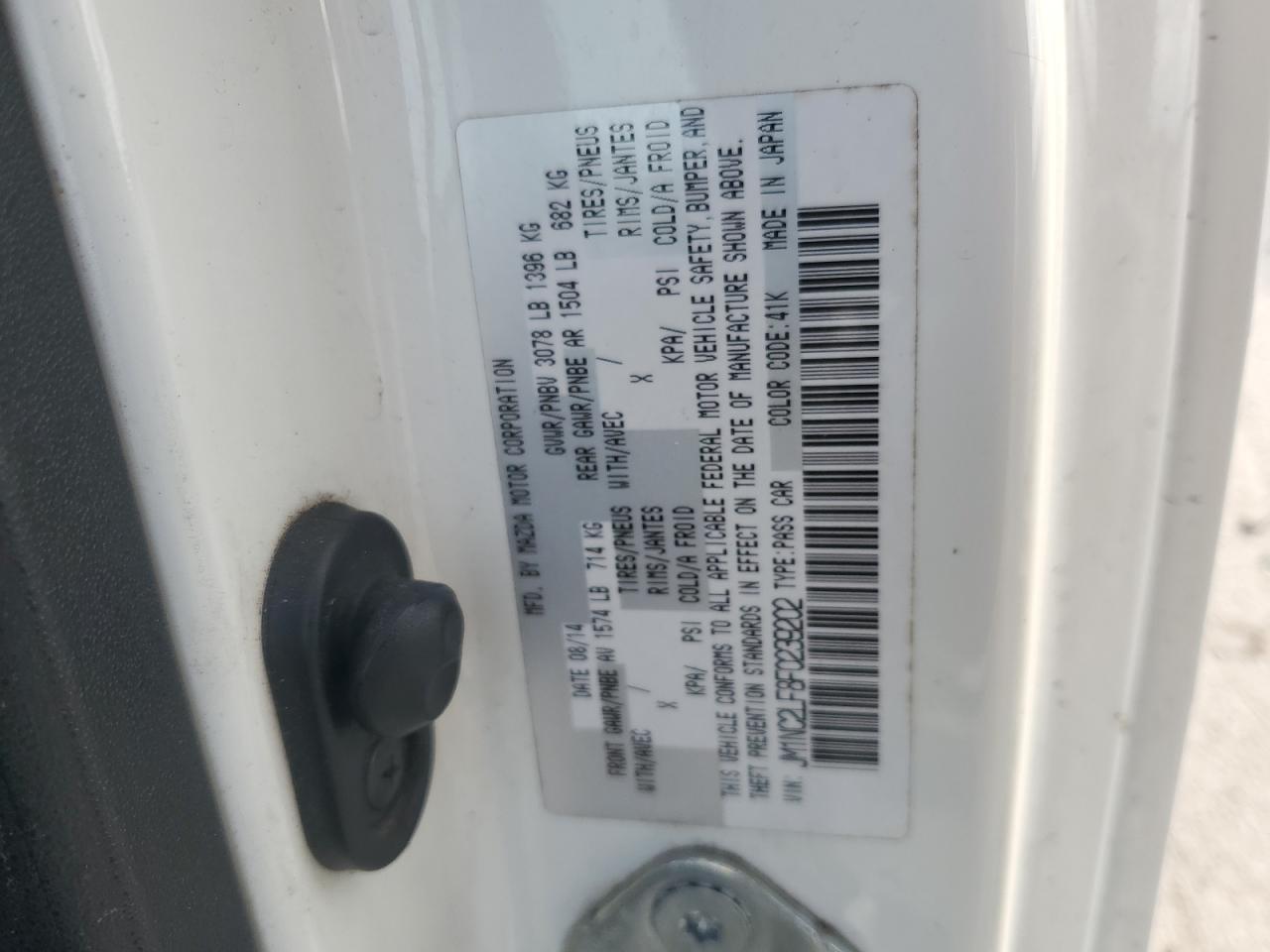 2015 Mazda Mx-5 Miata Club VIN: JM1NC2LF8F0239202 Lot: 91487985