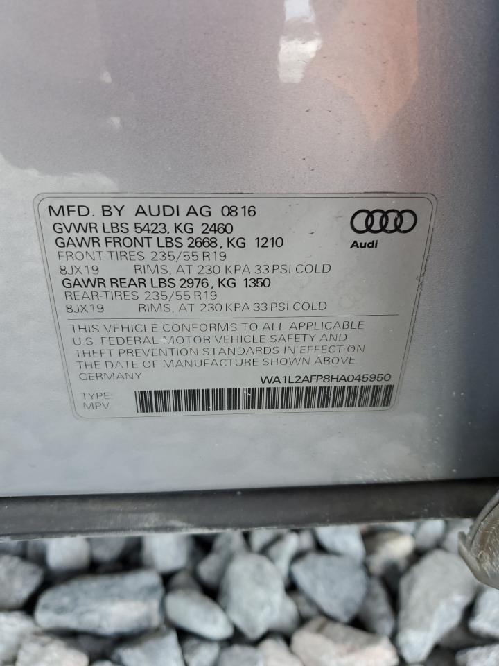2017 Audi Q5 Premium Plus VIN: WA1L2AFP8HA045950 Lot: 92246875