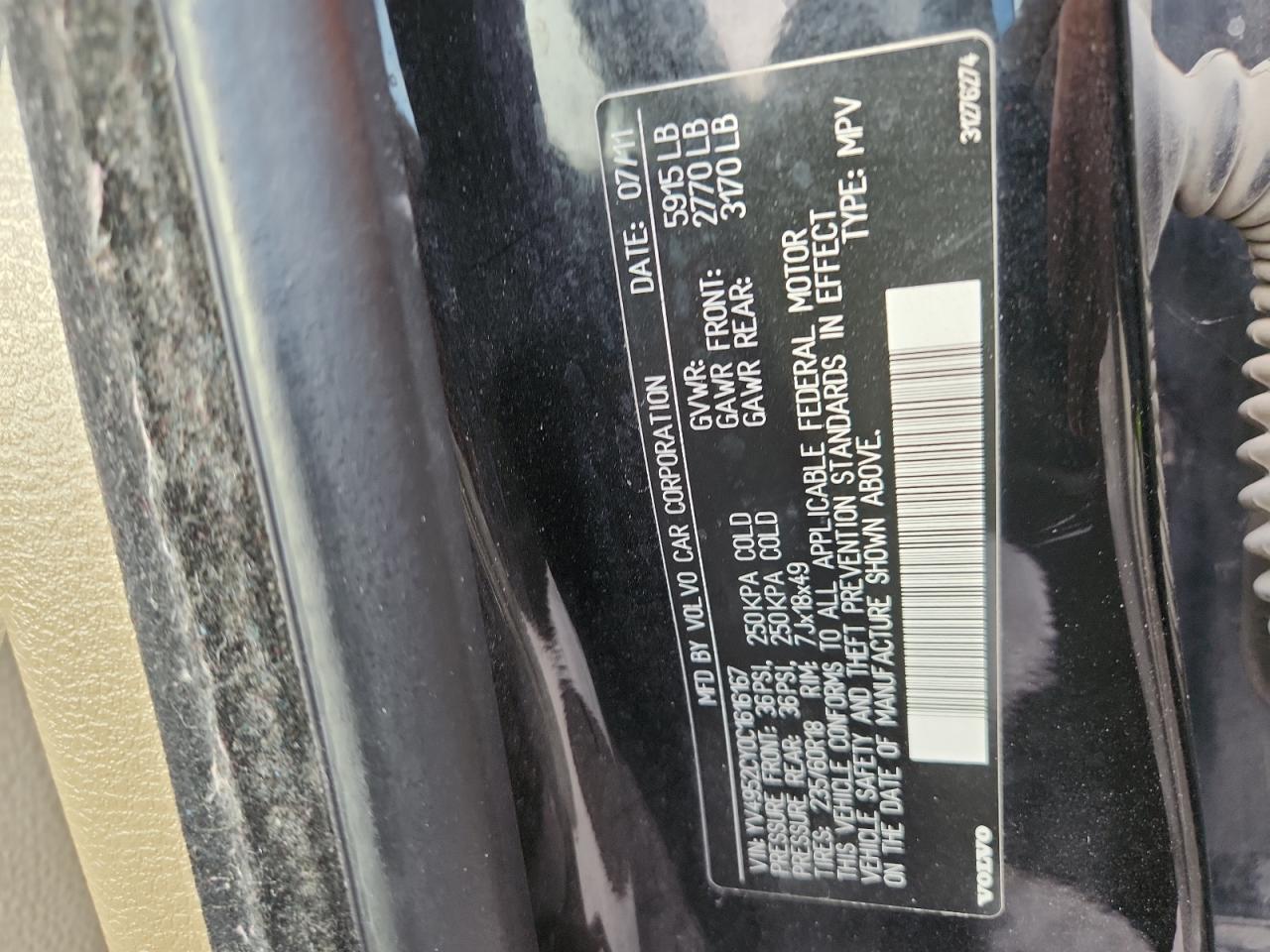 2012 Volvo Xc90 3.2 VIN: YV4952CY0C1616167 Lot: 91426985