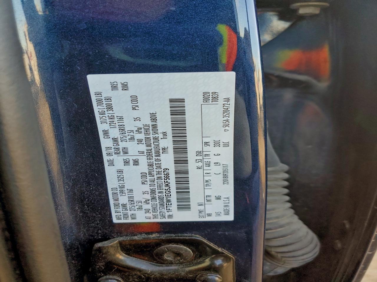 2018 Ford F150 Supercrew VIN: 1FTEW1EG5JKF56679 Lot: 94562105