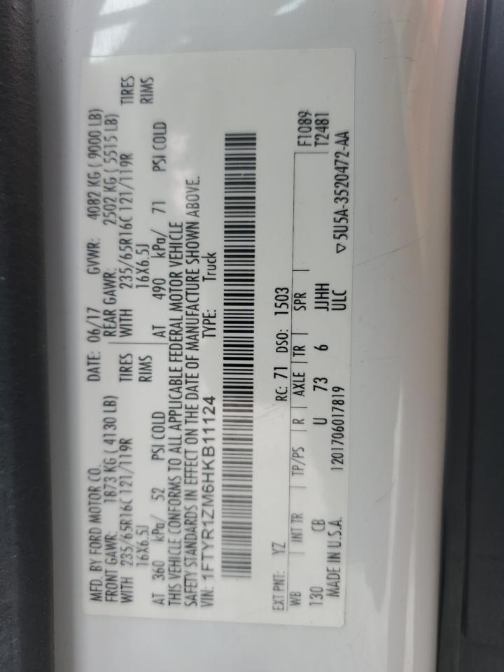 2017 Ford Transit T-250 VIN: 1FTYR1ZM6HKB11124 Lot: 91979405