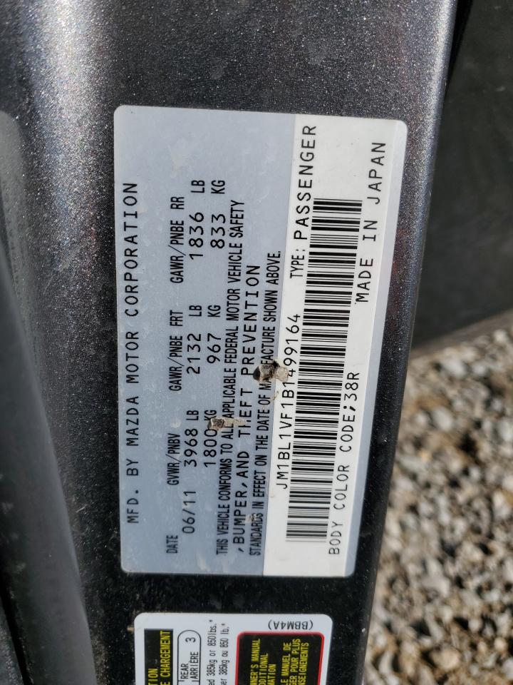 2011 Mazda 3 I VIN: JM1BL1VF1B1499164 Lot: 92414545
