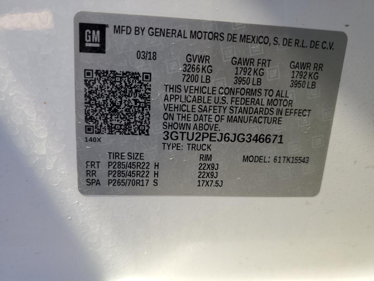 2018 GMC Sierra K1500 Denali VIN: 3GTU2PEJ6JG346671 Lot: 90670205