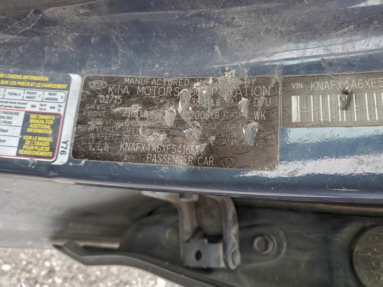 2015 Kia Forte Lx VIN: KNAFX4A6XF5416663 Lot: 93917345