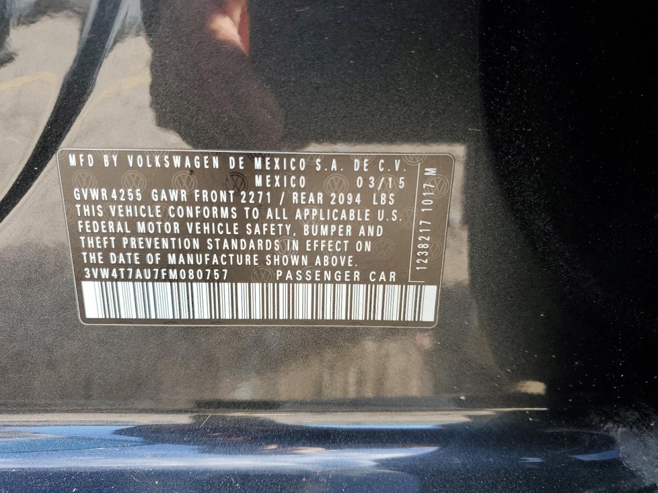 2015 Volkswagen Gti VIN: 3VW4T7AU7FM080757 Lot: 92080945
