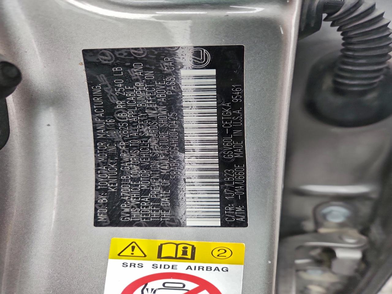 2017 Lexus Es 350 VIN: 58ABK1GG4HU040425 Lot: 93899835