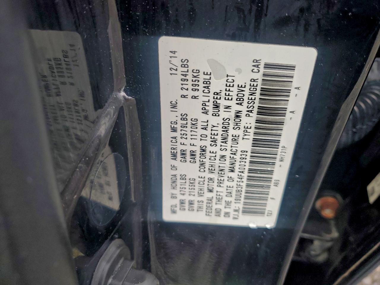 2015 Acura Tlx Tech VIN: 19UUB3F54FA003939 Lot: 94632445