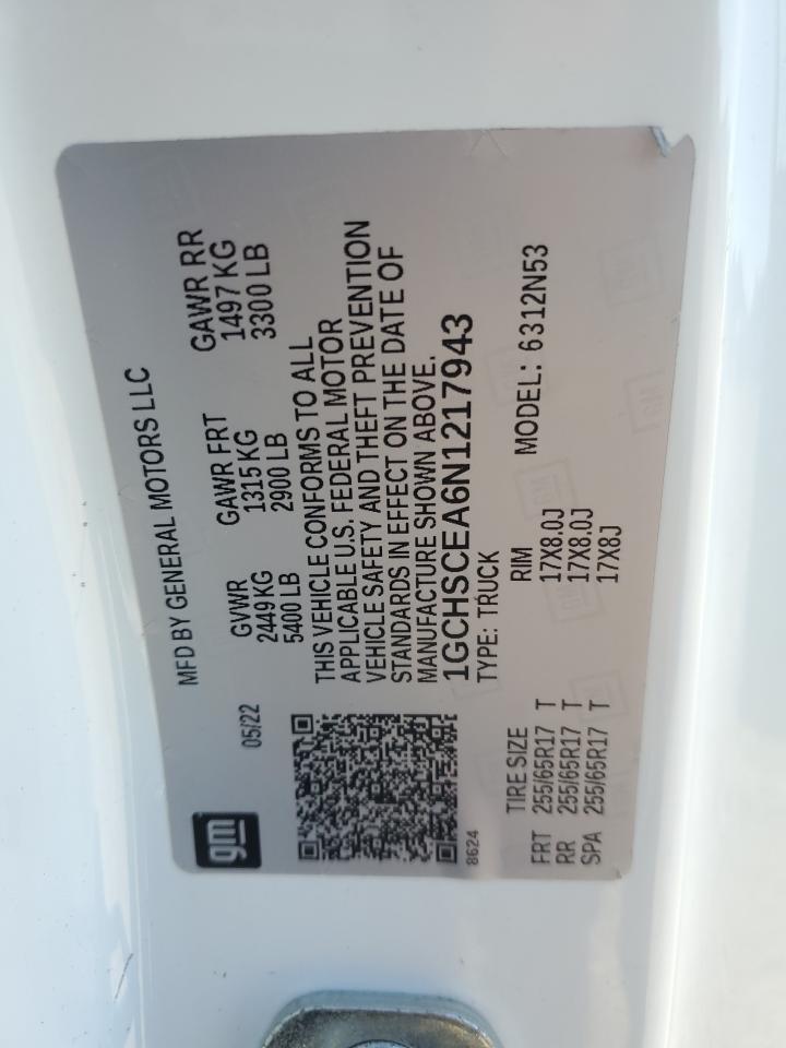 2022 Chevrolet Colorado Lt VIN: 1GCHSCEA6N1217943 Lot: 91886955