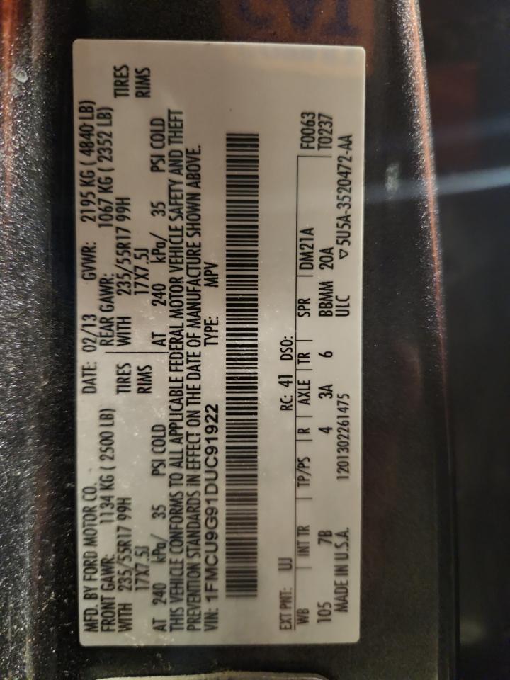 2013 Ford Escape Se VIN: 1FMCU9G91DUC91922 Lot: 92664785