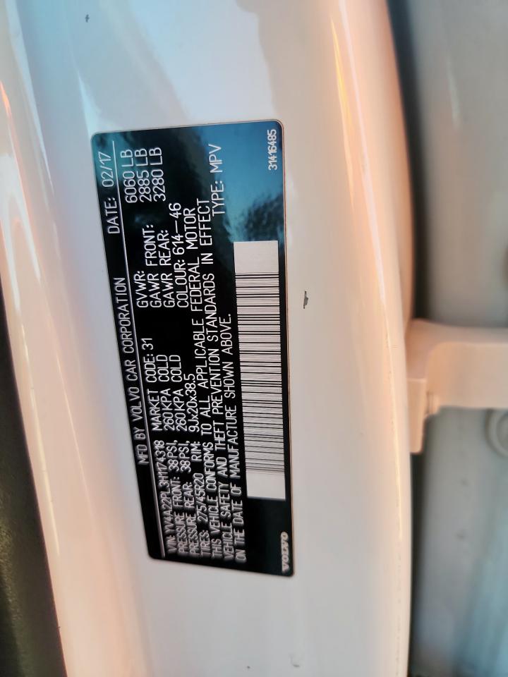 2017 Volvo Xc90 T6 VIN: YV4A22PL3H1174318 Lot: 92884865