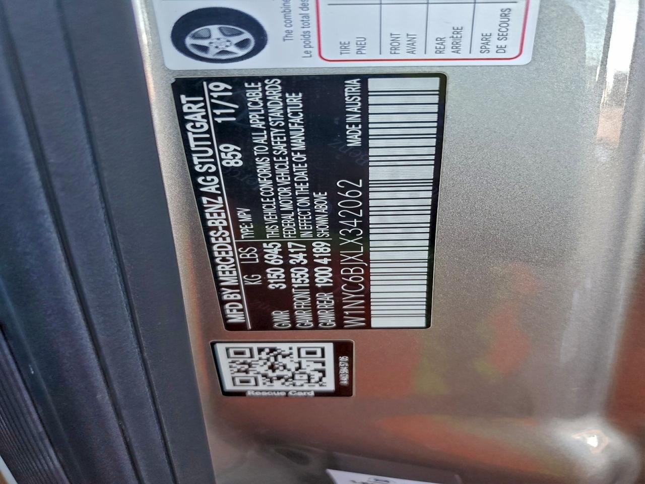 2020 Mercedes-Benz G 550 VIN: W1NYC6BJXLX342062 Lot: 93727545