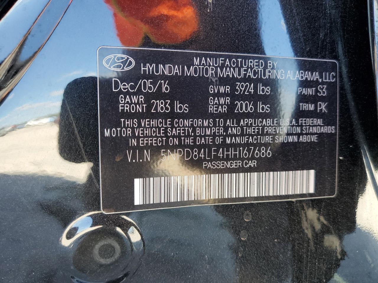 2017 Hyundai Elantra Se VIN: 5NPD84LF4HH167686 Lot: 92124405