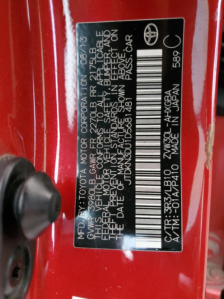 2013 Toyota Prius VIN: JTDKN3DU1D5681481 Lot: 90756875