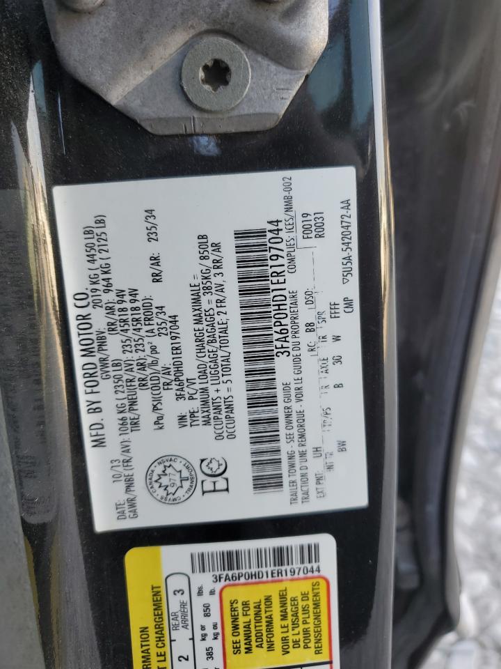 2014 Ford Fusion Se VIN: 3FA6P0HD1ER197044 Lot: 91236395