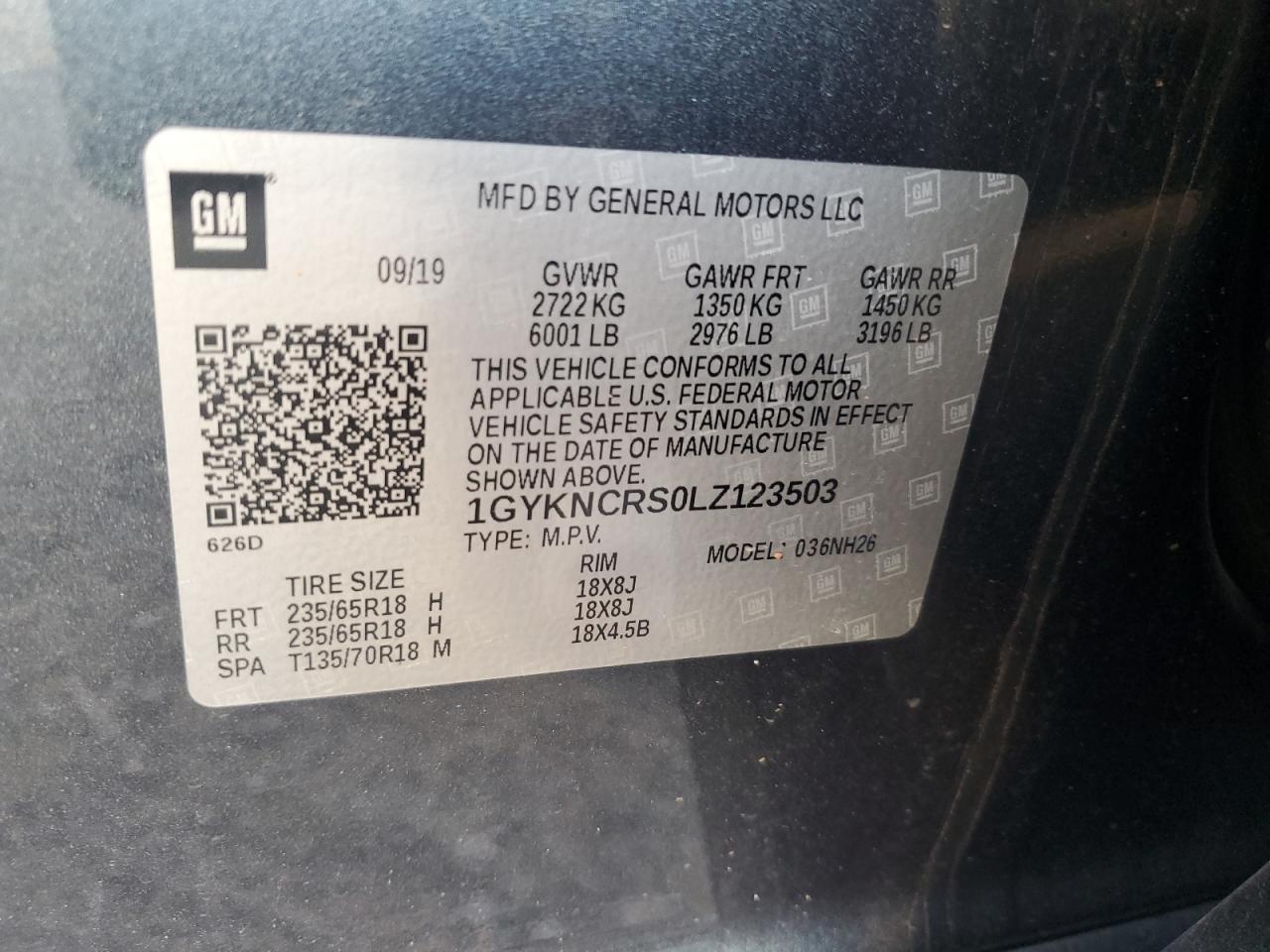 2020 Cadillac Xt5 Premium Luxury VIN: 1GYKNCRS0LZ123503 Lot: 91978935