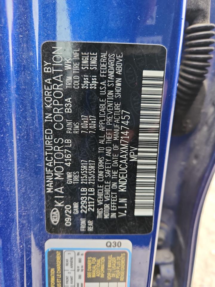 2021 Kia Seltos S VIN: KNDEUCAAXM7147457 Lot: 93494335