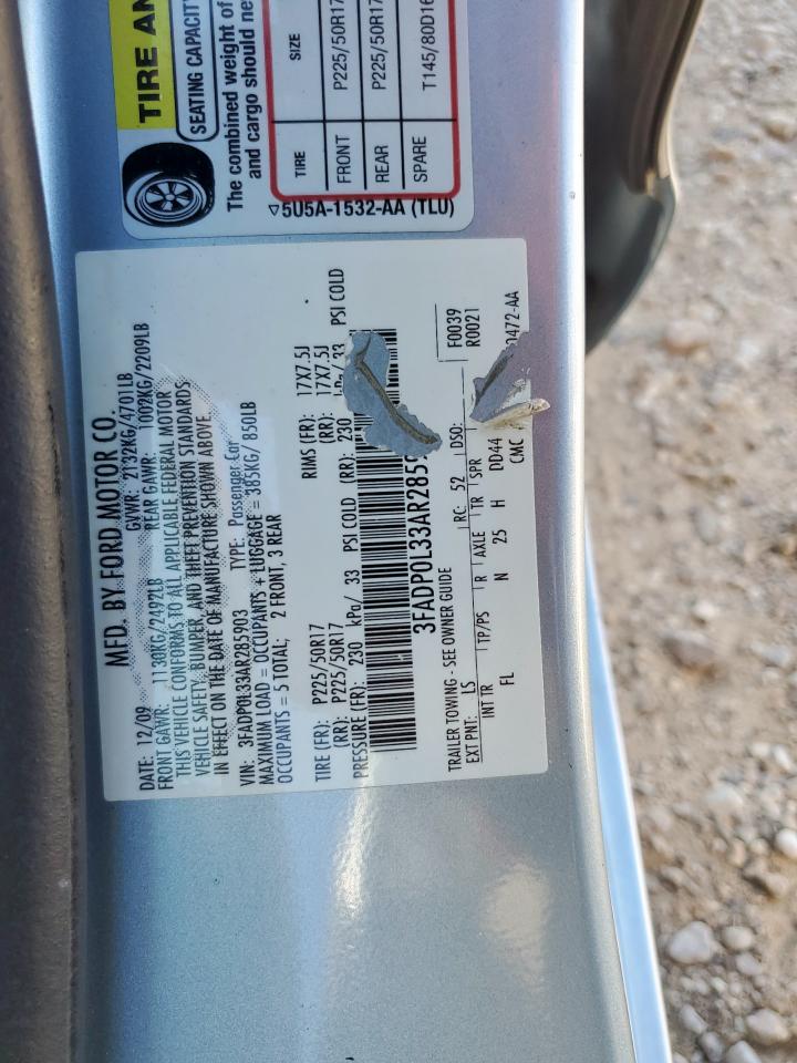 2010 Ford Fusion Hybrid VIN: 3FADP0L33AR285903 Lot: 91654645