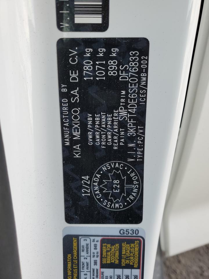 2025 Kia K4 Lx VIN: 3KPFT4DE6SE076833 Lot: 93031295