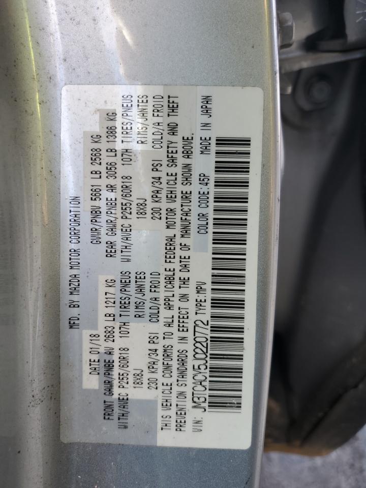 2018 Mazda Cx-9 Touring VIN: JM3TCACY5J0220772 Lot: 92682105