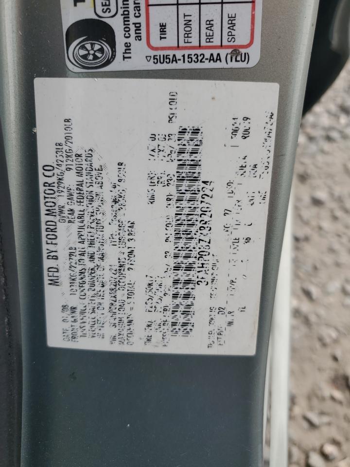 2008 Ford Fusion Sel VIN: 3FAHP08ZX8R207224 Lot: 93214975