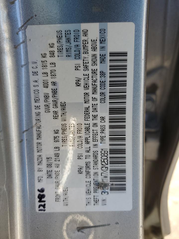 2016 Mazda 3 Touring VIN: 3MZBM1W7XGM250891 Lot: 90338655