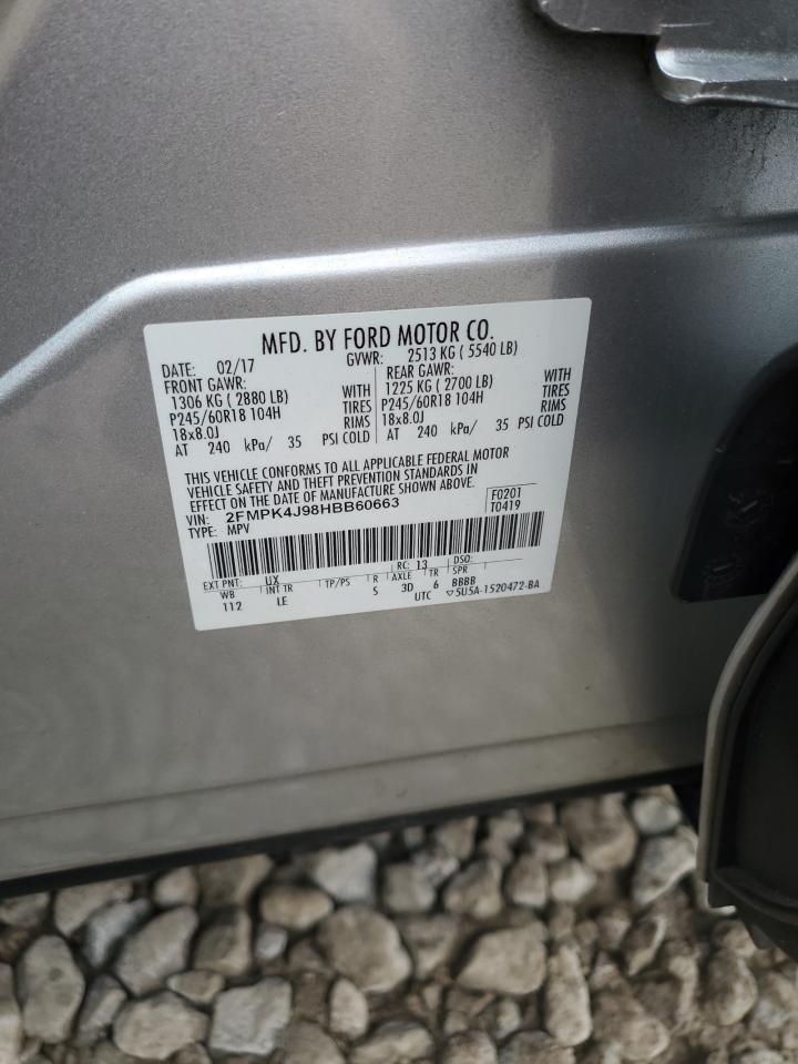 2017 Ford Edge Sel VIN: 2FMPK4J98HBB60663 Lot: 92133225