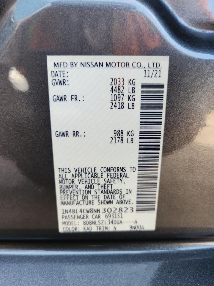 2022 Nissan Altima Sr VIN: 1N4BL4CW8NN302823 Lot: 93115605