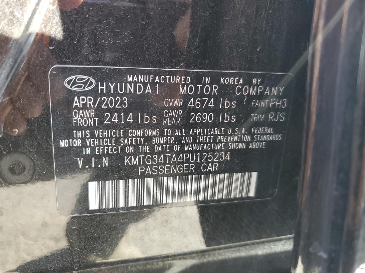 2023 Genesis G70 Base VIN: KMTG34TA4PU125234 Lot: 92218345