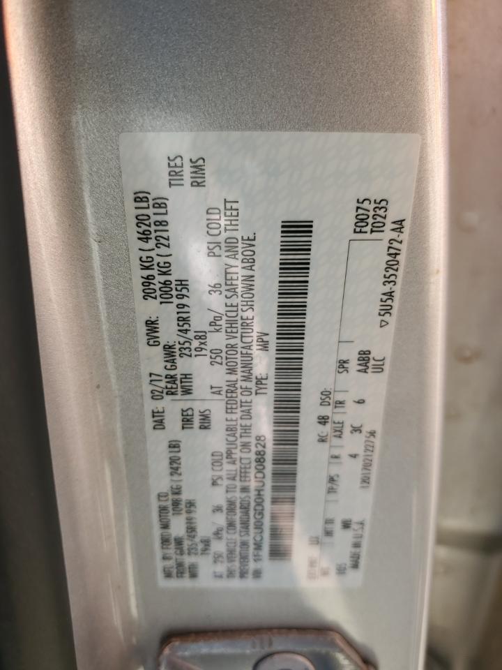 2017 Ford Escape Se VIN: 1FMCU0GD0HUD08828 Lot: 91481075