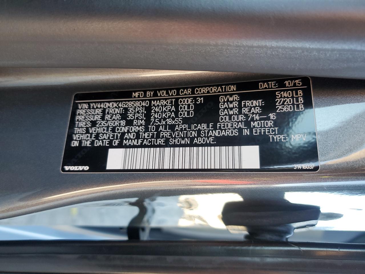 2016 Volvo Xc60 T5 Premier VIN: YV440MDK4G2858040 Lot: 91281865