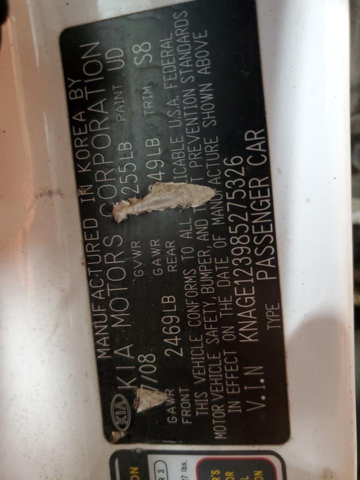 2008 Kia Optima Lx VIN: KNAGE123985275326 Lot: 86445265