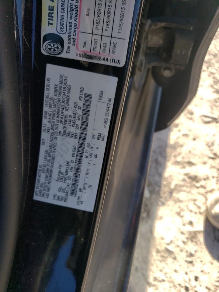 2012 Ford Fiesta Se VIN: 3FADP4BJ0CM183031 Lot: 92453805