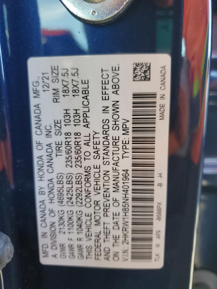 2022 Honda Cr-V Exl VIN: 2HKRW1H85NH401964 Lot: 93152605