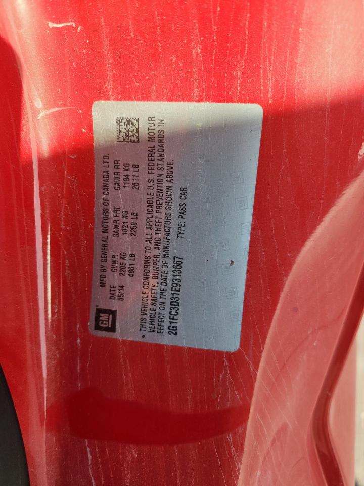 2014 Chevrolet Camaro Lt VIN: 2G1FC3D31E9313667 Lot: 92430905