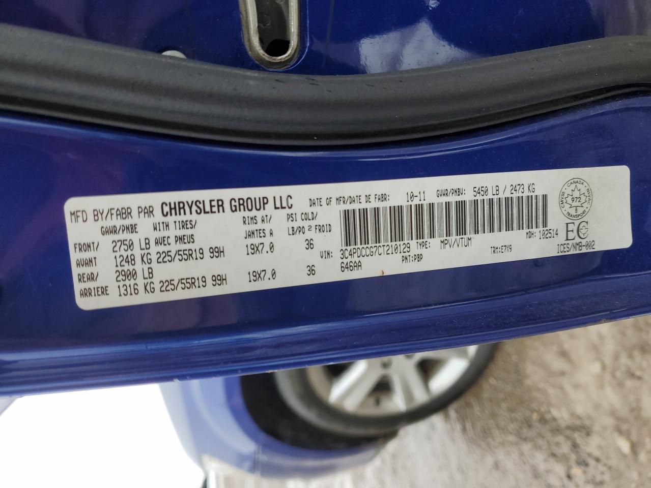 2012 Dodge Journey Sxt VIN: 3C4PDCCG7CT210129 Lot: 90729385