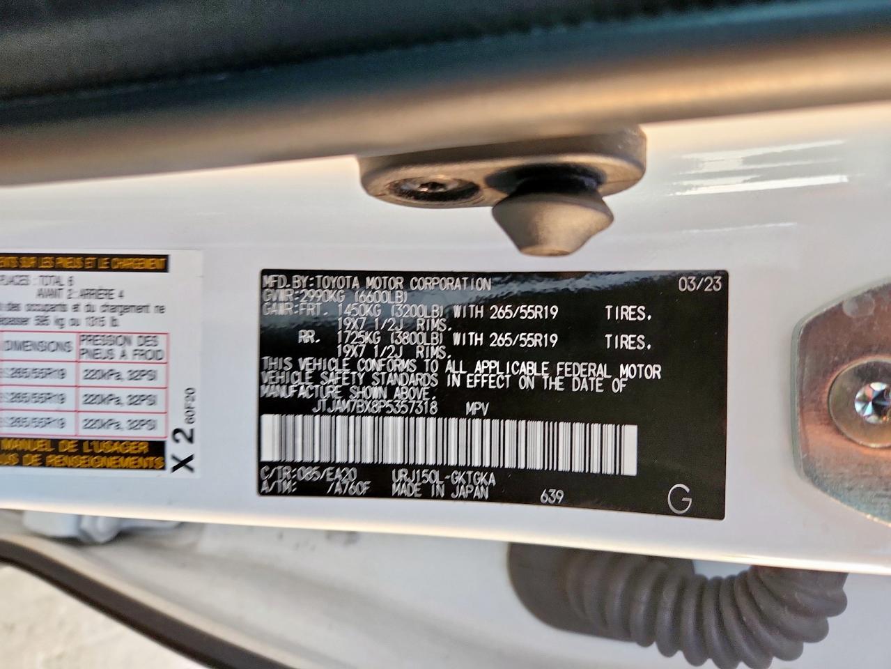 2023 Lexus Gx 460 VIN: JTJAM7BX8P5357318 Lot: 91271825