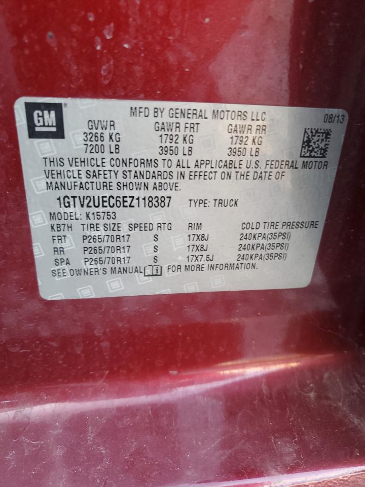 2014 GMC Sierra K1500 Slt VIN: 1GTP2VEC6EF118387 Lot: 91433725